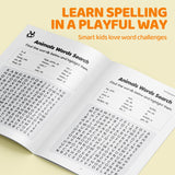 Printed animal word search book for spelling and reading focus