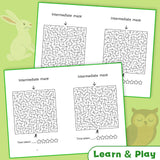 Printed intermediate maze puzzle book with visual tracking practice