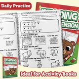 Printed early literacy workbook for reading comprehension questions