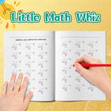Printed math practice book for repeated addition and subtraction problems