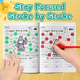 Printed literacy activity book for high-frequency words and handwriting readiness