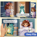 Printed picture book with imaginative dark and monster illustrations for emotional comfort