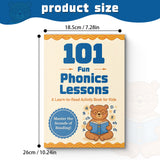Printed kindergarten reading activity book with illustrated phonics lessons