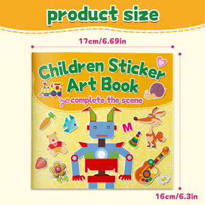 Robot sticker art pages with cute character stickers