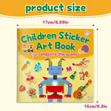 Robot sticker art pages with cute character stickers