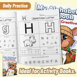 Printed uppercase and lowercase letter practice workbook