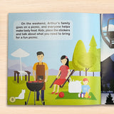Printed preschool family vocabulary book with creative sticker play