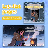 Lay-flat pages from The Little Match Girl English and Spanish picture book