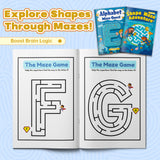 Alphabet and Shape Maze Adventure Book Set for Kids, Early Learning Maze Activity Bundle for Letter Recognition, Shape Skills, Pencil Control, Visual Thinking, and Preschool Fun