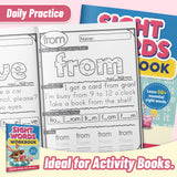 Printed early reading workbook with word hunt and phonics practice