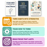60 Simple Hacks to Help Your Child Focus a + 55 Thinking Games to Teach Your Child Prob + 101 Daily Habits for Young Innovators: 3-Book Set bundle detail image, image 3, bundle ISBN 9798904661724