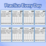 Printed phonics workbook with short vowel words and sentence reading