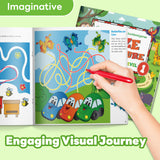 Printed introductory maze book with animal pathfinding puzzles
