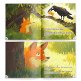 Printed Crow and Fox story book for vocabulary wisdom and family reading