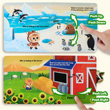 Printed push-pull-slide book set for forest, farm, ocean, and grassland animals