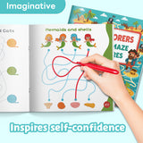 Printed Tiny Explorers workbook for concentration and logic skills