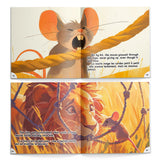 Printed Lion and Little Mouse story book for kindness vocabulary and family reading