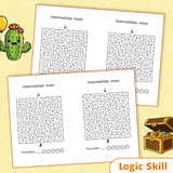 Printed intermediate maze workbook with visual tracking practice