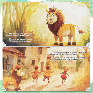 Paired Mounting-Bilingual Tales: The Donkey in the Lion's Skin – English & Spanish Storybook