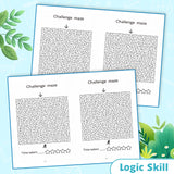 Printed challenge maze workbook with tough pathfinding practice