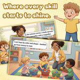Printed preschool to kindergarten transition storybook with cheerful school illustrations