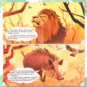 Paired Mounting-Bilingual Tales: The Lion and the Boar – English & Spanish Storybook