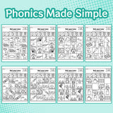 Printed phonics workbook with picture matching activities