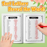 Printed word puzzle book for early literacy, focus, and language learning