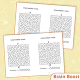 Printed intermediate maze workbook with visual tracking practice