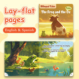 Lay-flat pages from The Frog and the Ox English-Spanish fable