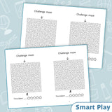 Printed challenge maze book with deep focus practice