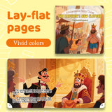 Lay-flat pages from The Emperor's New Clothes English and Spanish picture book
