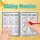 Printed early math activity book for hours minutes and time vocabulary