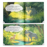 Printed Wolf and Lamb story book for vocabulary fairness and family reading