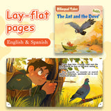 Lay-flat pages from The Ant and the Dove English-Spanish fable