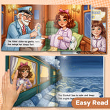 Printed picture book with cozy nighttime train illustrations for read-aloud routines