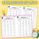 Math workbook for vertical subtraction fluency