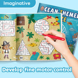 Printed ocean maze book for focus training and pencil control