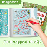 Printed Tiny Explorers maze workbook for pencil control