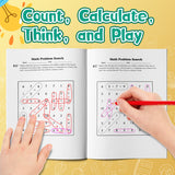 Printed early math activity book for arithmetic search and problem solving