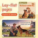 Lay-flat pages from The Farmer and His Dog English-Spanish story