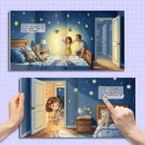 Printed picture book with cozy bedtime scenes and independence learning