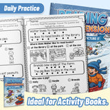 Printed comprehension workbook with picture choice activities
