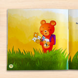 Printed preschool trip vocabulary book with nature scenes and stickers