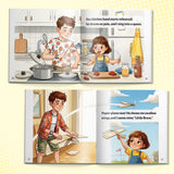 Printed read-aloud storybook with warm sibling and family illustrations