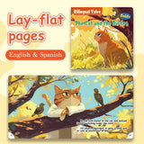Lay-flat pages from The Cat and the Birds English-Spanish fable