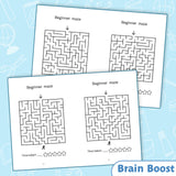 Printed beginner maze workbook with fine motor control practice