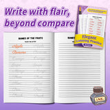 Kids practicing neat sentence lettering on lined pages