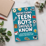 Desk flat-lay photo of Everything Teen Boys Should Know book