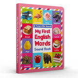 Printed first words board book for early language development and interactive learning